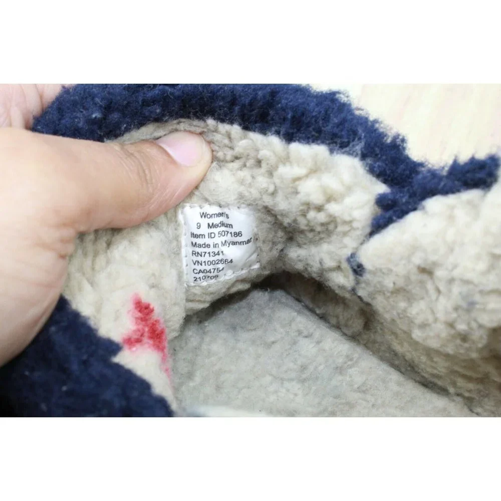 LL Bean Blue Pile Fleece Cozy Slipper Booties Size 9 M - Picture 8 of 10